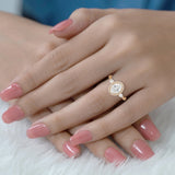 1.15 Ct Oval Moissanite Halo Three-Stone Engagement Ring