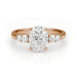 1.10 Ct Oval Moissanite Five-Stone Engagement Ring