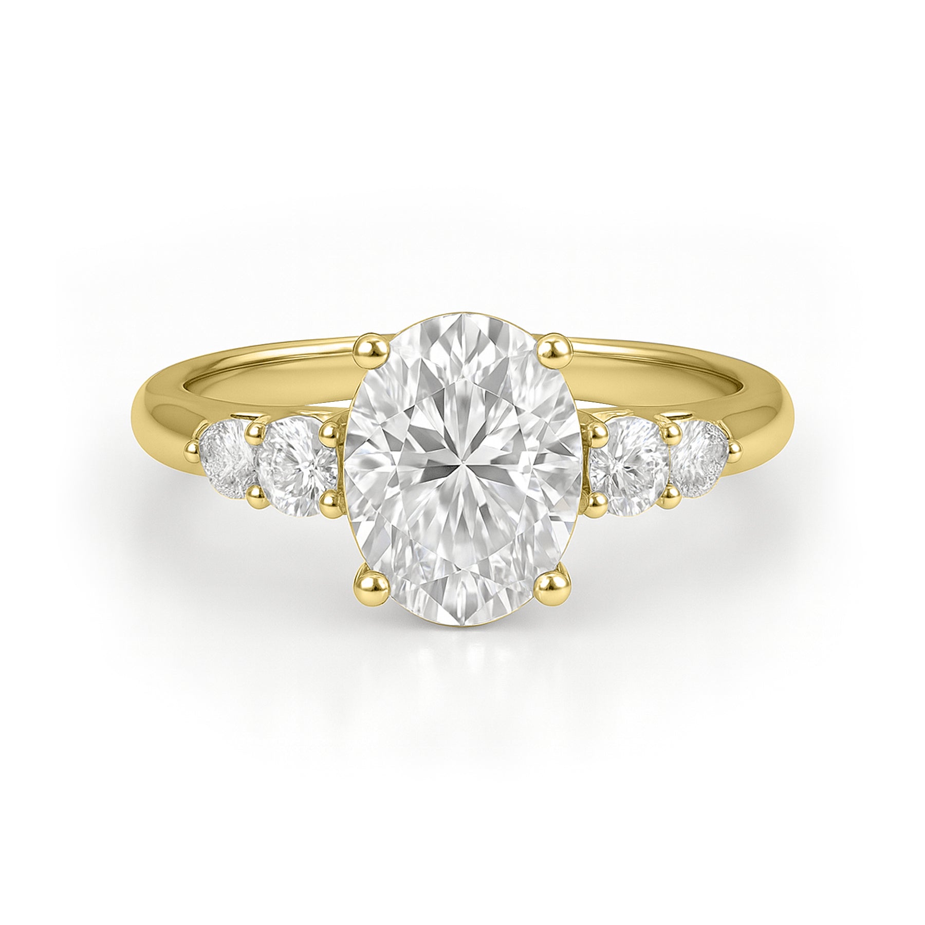 1.10 Ct Oval Moissanite Five-Stone Engagement Ring