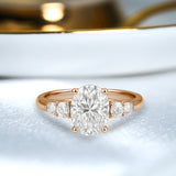 1.10 Ct Oval Moissanite Five-Stone Engagement Ring