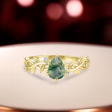 1.05 Ct Pear Green Moss Agate Vine Leaf Engagement Ring