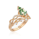 1.15 Ct Kite Green Moss Agate Twisted Vine Bridal Set