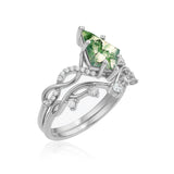 1.15 Ct Kite Green Moss Agate Twisted Vine Bridal Set