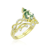 1.15 Ct Kite Green Moss Agate Twisted Vine Bridal Set