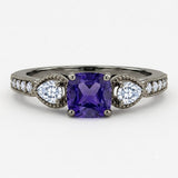 1.35 Ct Cushion Lab Alexandrite Vintage Milgrain Engagement Ring