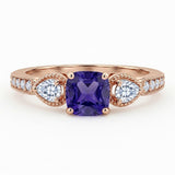 1.35 Ct Cushion Lab Alexandrite Vintage Engagement Ring