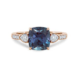 1.35 Ct Cushion Lab Alexandrite Vintage Milgrain Engagement Ring