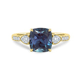 1.35 Ct Cushion Lab Alexandrite Vintage Milgrain Engagement Ring