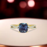 1.20 Ct Cushion Lab Alexandrite Twisted Band Engagement Ring