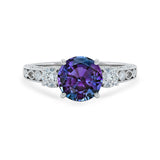 1.15 Ct Round Lab Alexandrite Vintage Filigree Engagement Ring