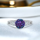 1.15 Ct Round Lab Alexandrite Vintage Filigree Engagement Ring