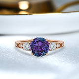 1.15 Ct Round Lab Alexandrite Vintage Filigree Engagement Ring