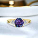1.15 Ct Round Lab Alexandrite Vintage Filigree Engagement Ring