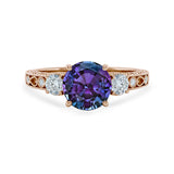 1.15 Ct Round Lab Alexandrite Vintage Filigree Engagement Ring