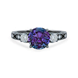 1.15 Ct Round Lab Alexandrite Vintage Filigree Engagement Ring