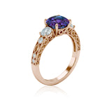 1.15 Ct Round Lab Alexandrite Vintage Filigree Engagement Ring