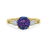1.15 Ct Round Lab Alexandrite Vintage Filigree Engagement Ring