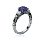 1.15 Ct Round Lab Alexandrite Vintage Filigree Engagement Ring