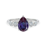 1.25 Ct Pear Lab Alexandrite Bezel Set Engagement Ring