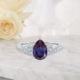 1.25 Ct Pear Lab Alexandrite Bezel Set Engagement Ring
