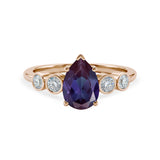 1.25 Ct Pear Lab Alexandrite Bezel Set Engagement Ring