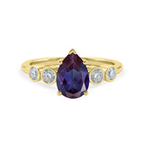 1.25 Ct Pear Lab Alexandrite Bezel Set Engagement Ring