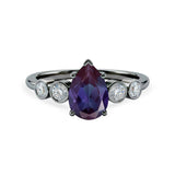 1.25 Ct Pear Lab Alexandrite Bezel Set Engagement Ring