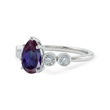 1.25 Ct Pear Lab Alexandrite Bezel Set Engagement Ring