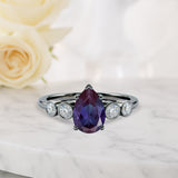 1.25 Ct Pear Lab Alexandrite Bezel Set Engagement Ring