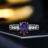 1.15 Ct Pear Lab Alexandrite Art Deco Engagement Ring