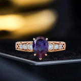 1.15 Ct Pear Lab Alexandrite Art Deco Engagement Ring