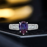 1.15 Ct Pear Lab Alexandrite Art Deco Engagement Ring