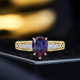 1.15 Ct Pear Lab Alexandrite Art Deco Engagement Ring