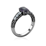 1.15 Ct Pear Lab Alexandrite Art Deco Engagement Ring