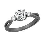 Three-Stone 1.10 Ct Round Moissanite Twisted Engagement Ring