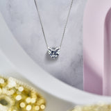 Enchanting 1 Carat Heart Shaped Moissanite Solitaire Slider Pendant Necklace for Women in 18K White Gold over Silver