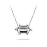 Modern 1 Carat East West Hexagon Cut Moissanite Slide Pendant Necklace in 18K White Gold over Silver