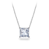 Simple 1 Carat Princess Cut Moissanite Slider Pendant Necklace in 18K White Gold over Silver