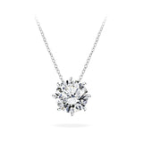 Classic 1 Carat Round Cut Moissanite Prong Setting Solitaire Slide Pendant Necklace in 18K White Gold over Silver