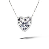 Floating 1 ct Heart Shaped Bezel Cut Slider Moissanite Pendant Necklace in 18K White Gold over Silver