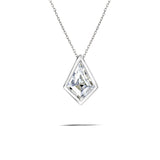 Gleaming 1 ct Kite Shaped Moissanite Bezel Slide Pendant Necklace in 18K White Gold over Silver