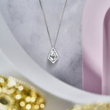 Gleaming 1 ct Kite Shaped Moissanite Bezel Slide Pendant Necklace in 18K White Gold over Silver