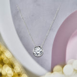 Modern 1 Carat Round Certified Lab Diamond Bezel Set Slider Pendant Necklace in 18K White Gold over Silver