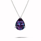 Elegant 1.5 TCW Pear Shaped - Alexandrite - June Birthstone Prongs Solitaire Slider Pendant Necklace in 18K White Gold over Silver