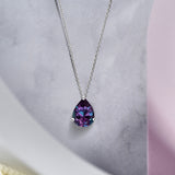 Elegant 1.5 TCW Pear Shaped - Alexandrite - June Birthstone Prongs Solitaire Slider Pendant Necklace in 18K White Gold over Silver