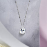 Elegant 1.5 TCW Pear Shaped - Cubic Zirconia - April Prongs Solitaire Slider Pendant Necklace in 18K White Gold over Silver