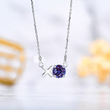 Modern 1.25 TCW Round Cut - Alexandrite - June Birthstone Floating XO Pendant Necklace in 18K White Gold over Silver