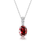 Flawless 1.25 Carat Oval Cut - Garnet - January Birthstone Pendant Necklace for Women in 18K White Gold over Silver