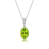 Flawless 1.25 Carat Oval Cut - Peridot - August Birthstone Pendant Necklace for Women in 18K White Gold over Silver