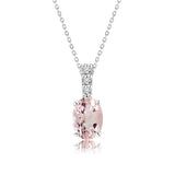 Flawless 1.25 Carat Oval Cut - Pink Tourmaline - October Birthstone Pendant Necklace for Women in 18K White Gold over Silver